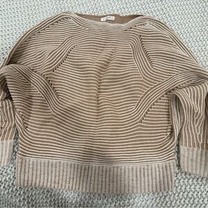 Striped Tan Sweater - Boat Neck